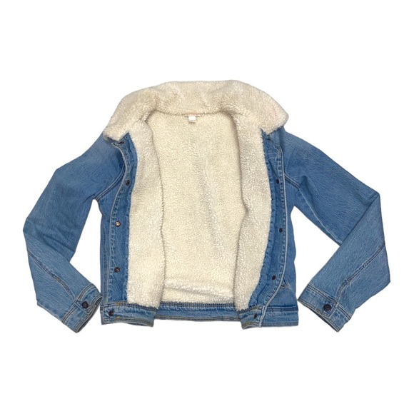 Cat & Jack sherpa lined snap closure denim jacket sz xl 14/16 fits like xs women - Picture 3 of 5